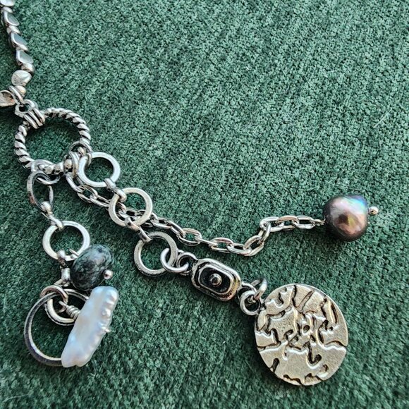 Free People Layered Necklace w/ Fresh Water Pearl & Diamond-Cut Beading NWT - Picture 7 of 7